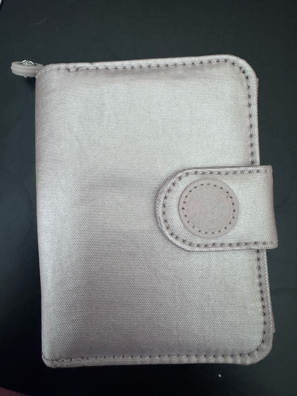 Kipling Metallic Light Rose Compact Wallet with Snap Tab